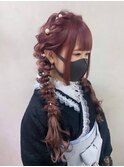 着物　推し活　学割　ヘアメ　編み下ろし　ツインアレンジ　大阪