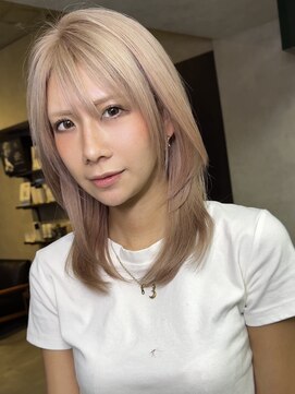 サニー 渋谷(SUNNY) ピンクベージュ、レイヤーカット、ダブルカラー、ケアブリーチ