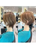 40代50代ハイライト銀座白髪ぼかしひし形くびれショートE