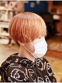 ケアブリーチで作るハイトーンオレンジ×マッシュショート