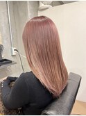 艶髪ストレート×淡いピンク