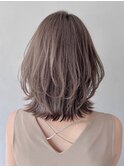 薄めバング艶感こなれミディ小顔カット美髪似合わせカット