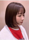 ボブ　イメチェン　フルバング顔まわりレイヤー　似合わせカット
