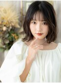 乾かすだけ大人可愛い黒髪ゆるふわボブパーマa浦和20代30代40代