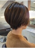 丸みショートボブ　絶壁解消ヘア　ふんわりショートボブ