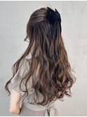 おくれ毛顔周りレイヤー韓国ヘア美髪ロング_ba525781