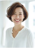 40代50代◎白髪ぼかしハイライト×美髪ショートボブ秋カラー