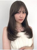 ダブルカラー内巻きロングヘアバタフライカットおくれ毛カット◎