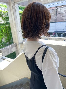 ラミエ バイ メルト 吉祥寺(lamie by melt) "久保田"伸ばしかけボブパーマニュアンスくせ毛風ベージュカラー