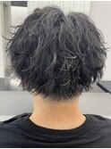 □ニュアンスパーマ波巻きパーマ#センターパート#ダークアッシュ