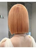 原宿切りっぱなしミディアムボブハイトーンケアブリーチカラー◆