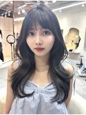 ブルーブラック 顔まわりカット 韓国ヘア 大宮
