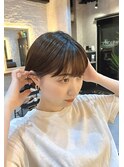 大人かわいい耳かけ丸みショートボブ20代30代40代髪型