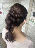 編みおろしポニー ヘアセット お出掛けヘア