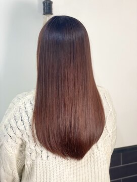 デューヘアー(due hair) 髪質改善×縮毛矯正×サラ艶ロング×ピンクブラウン