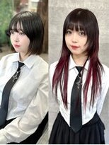 ディア(.eer)&nbsp;黒髪ボブ→シールエクステ50枚でロングウルフに☆エクステウルフ