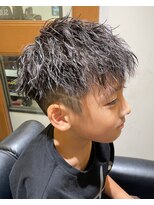 フリーク バーバーショップ 都島店(FREAK BARBER SHOP) 黒髪短髪マッシュ無造作ツイストスパイラルキッズパーマ
