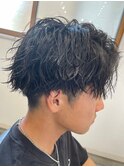 波巻きパーマメンズパーマメンズヘアツーブロックツイストパーマ