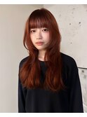 【木原】レッドオレンジ、暖色系カラー、ダブルカラー、ブリーチ