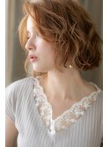 ハイトーンカラー抜け感小顔かきあげボブパーマY越谷20代30代