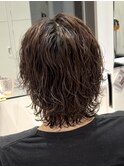 サーフカールミディアムマッシュウルフスパイラルツーブロック