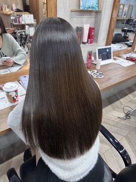 アンジェリカ 尼崎店(ANGELICA) オリーブブラウン　縮毛矯正　ブリーチ無し