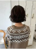 ナチュラルブラウン艶カラーゆるふわ大人可愛い立体感パーマヘア