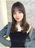オリーブグレー/ボブ/顔周り/小顔/レイヤー/髪質改善/縮毛矯正