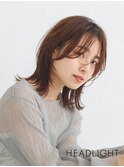 小顔魅せレイヤーウルフ韓国ミディアム前髪なし大人イメチェン