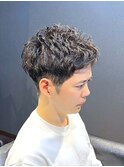 ビジネスツーブロック ベリーショート 束感ニュアンスパーマ