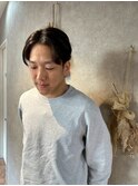 センターパート×毛流れ
