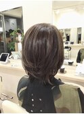 セミロングレイヤー×ハイライト
