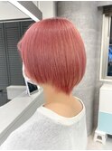 ハイトーンピンク.グラデーションボブ(韓国カラー.くすみピンク)