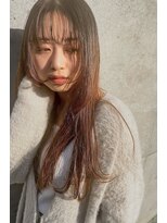 パッセージ ダブリュー 八幡山(hair make passage .w)&nbsp;顔まわりレイヤー/小顔カット/オレンジカラー