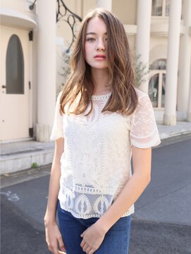 ロエナ(ROENA) 20代30代40代50代斜めバングデジタルパーマグレージュカラー