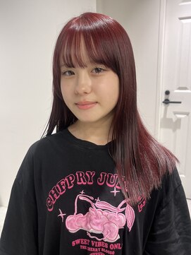 ゼスト 八王子店(ZEST) ブリーチなしワインレッド/顔周りカット【佐々木麻衣】