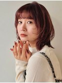 顔まわりレイヤー/レイヤーボブ/レッドブラウン/イメチェン