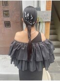 結婚式ヘアセットロングアレンジお呼ばれヘア