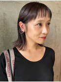 チョコブラウン　ブリーチなし　オイルカラー　オン眉　レイヤー
