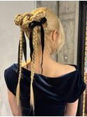 【徳岡】ヘアセット　アレンジ　三つ編み　お呼ばれヘア