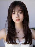 韓国風デジタルパーマくびれロングイメチェンレイヤーパーマ前髪