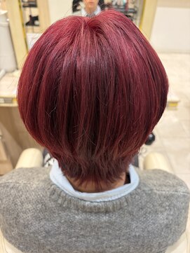 アッシュ 仙川店(Ash) 韓国風スタイルダブルカラーダークピンクメンズハイトーンウルフ