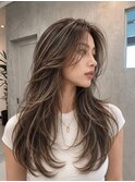 海外風レイヤーカット×ハイライト