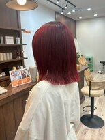ニュースエン(newseN:) チェリーピンクレッド/切りっぱなしボブ/髪質改善/新潟/万代