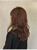 大人のピンクブラウン×エアリーパーマ
