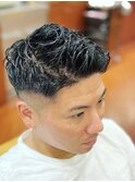 ハイライト/マッシュパーマ/アッシュブラック<理容室>[亀戸]