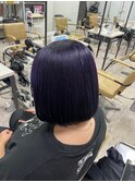 デザインカラーレイヤーカットブルーラベンダーボブブリーチ所沢