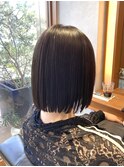 【ぱや毛改善】切りっぱなしボブ×うる艶縮毛矯正