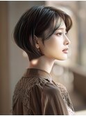 ★グレージュデザインカラーハッシュカットツートンカラーボブ