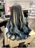 blond/light blue/インナーカラー/ハイトーン/ブリーチ/